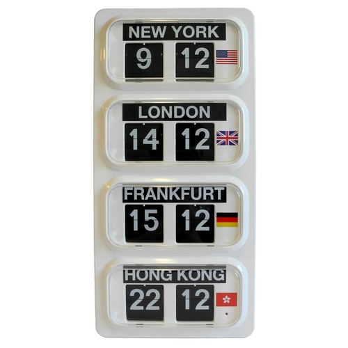 Grayson World Time Zone Flip Clock New York London Hong Kong Frankfurt - GWT30^ - Picture 1 of 7