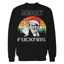 Christmas Merry Fuckmas Finger Anti Xmas Retro Meme Dad Joke Official Sweatshirt