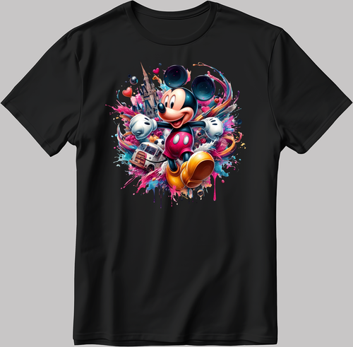 Camiseta Disney Mickey Mouse de manga corta blanco-negro para hombre/mujer U107 - Imagen 2 de 6