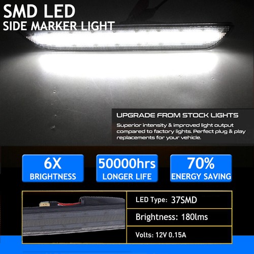 For 2015-18 Ford Mustang LED Side Marker Rear Bumper Reflector Light Smoked Lens - Picture 2 of 8