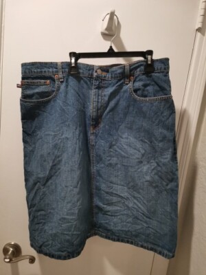 Ralph Lauren Denim Skirt Polo Jeans Company Knee Length Back Slit Size 14 Blue eBay