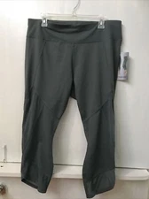 Active Life Women's Performance Capri Mesh Detail Pants Green Sage Leggings XXL