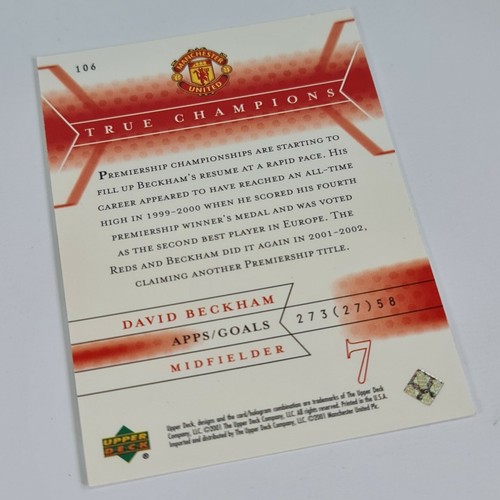 David Beckham Upper Deck True Champions #106 2001-2002 Manchester United Card - Picture 4 of 10