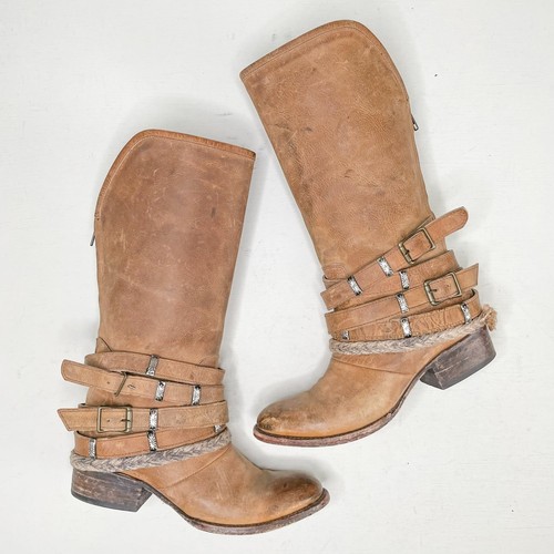 Mid-Calf Buckle Western Boots Brown 