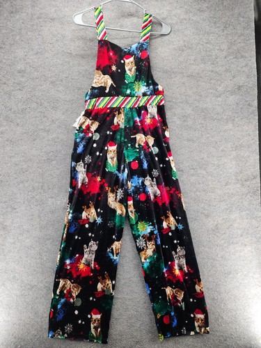 No Boundaries Overalls Womens Juniors Small 3-5 Velvet Cats Black - Picture 2 of 6