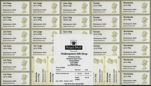 POST & GO 2019 SHAKESPEARE SYMBOLIC FLOWERS 1564 MA17 MACHIN 1616 MA14 ERROR - Picture 8 of 23
