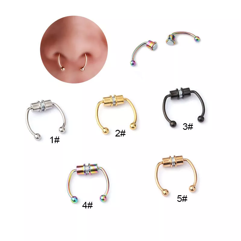 Fake Piercing Nose Ring Magnetic Nose Piercing Hoop Septum Ring Jewelry  Jewelry | eBay