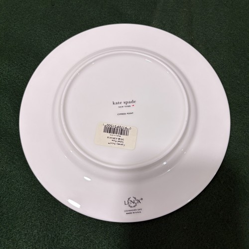 Plato de ensalada Kate Spade Lenox punta de ciprés blanco platino 8" porcelana de hueso NUEVO - Imagen 3 de 5