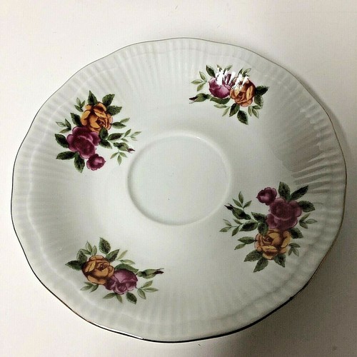 Walbrzych Pink & Yellow Roses Tea Cup Saucer & Bread Plate Poland 3Pcs Vintage - Picture 4 of 11