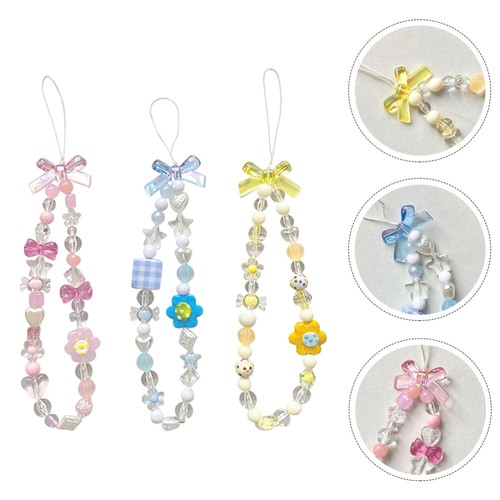 3 Pcs Flower Bow Chain Decoration Phone Decorations Cellphone Charm Strap - 第 1/12 張圖片
