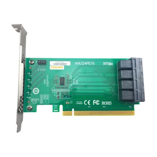 U.2 NVMe SSD SFF8643 auf SFF-8639 NVMe U.2 mit Kabel PCIe x16 Quad Port Adapter - Bild 4 von 5