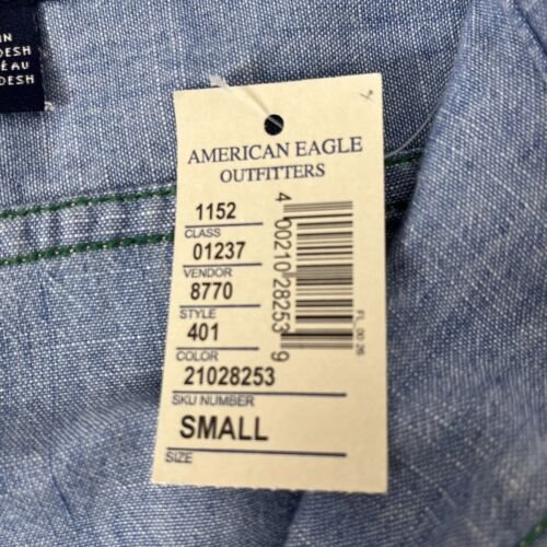Neu mit Etikett American Eagle Outfitters blaues Chambray Herrenhemd Größe Small; vorbereitete Passform - Bild 9 von 13