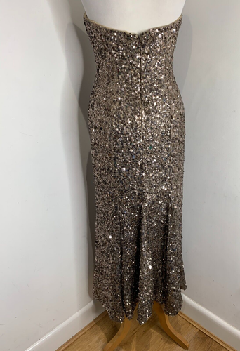 BG Haute sequin gown dress US6 UK 10 VGC corset strapless taupe brown petite - Picture 9 of 15