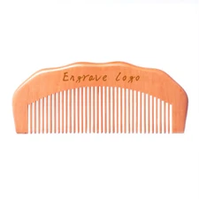 Engrave Logo-Peach wood Fine Tooth peach Wood Beard Comb Pocket Comb Hair Brush