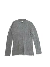 Sarah Spencer Womens M Angora Blend Sweater V Neck Knit Pullover Solid Gray
