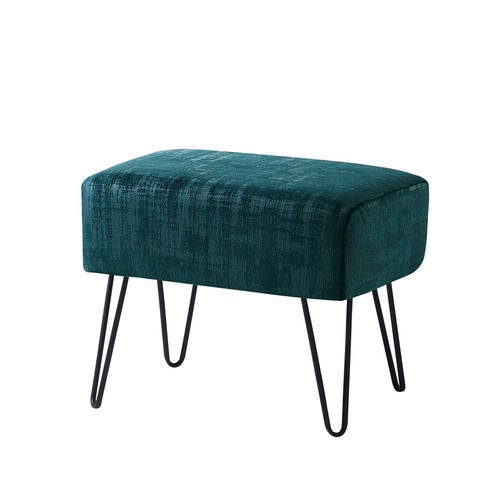 Plush Textured Velvet Ottoman Footstool Metal Legs Accent for Modern Living Room - Picture 30 of 244