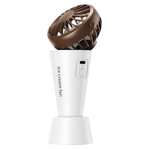 Ice Cream Shape Handheld Waist Fan USB 3-Gear Wind Direction Adjustable (Brown) - Photo 7/9