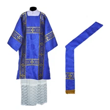 DARK BLUE Deacon Dalmatic Vestment & Deacon's stole, American Dalmatic, NEW