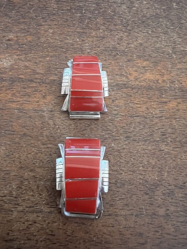 Puntas de Reloj Nativo Americano Navajo con Incrustación Roja Espinosa Grande Muy Bonita # A - Imagen 6 de 9