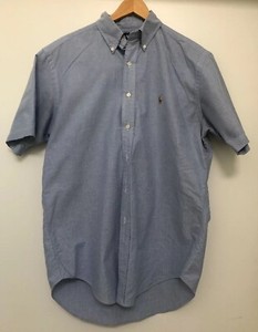 Ralph-Lauren-Mens-Short-Sleeve-Shirt-Classic-Fit-Blue-Medium-Size-M
