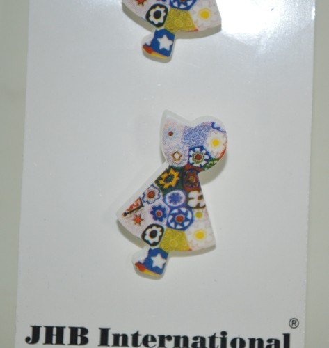 Vintage JHB International Bottoni Ragazza Floreale "Holly Hobbie" made in Germany NUOVO - Foto 2 di 3