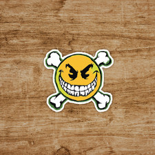 Evil Smiley Face Skull  Crossbones Vinyl Sticker Decal for Laptops, Cars 134