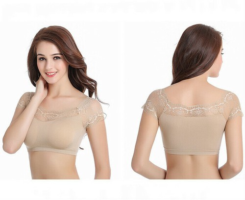 Sujetador Acolchado Dama Bustier Recortado Top Sin mangas Cortas Yoga Blusa Elástica - Imagen 5 de 10