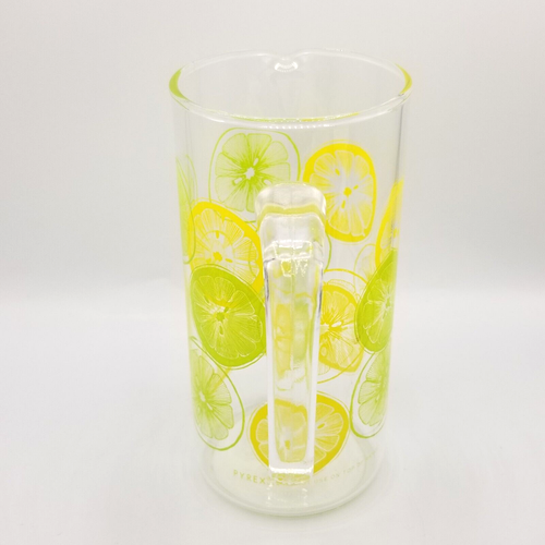 Vintage Pyrex Clear Glass Lemon Lime Lemonade Water Juice Slice Pitcher 7.5” - Picture 4 of 8