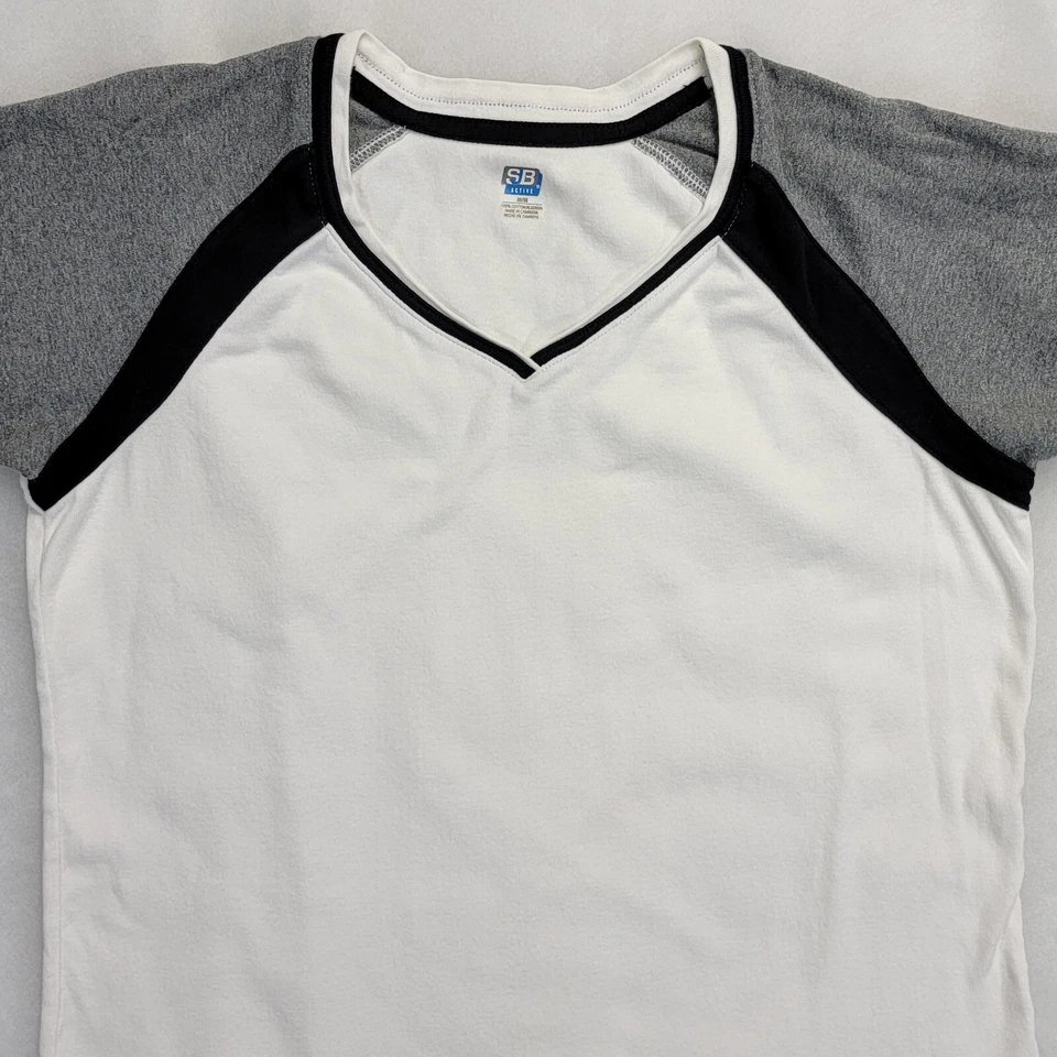 St. Johns Bay SJB активный женщин реглан рукав футболка размер M белый серый черный - Изображение 2 из 4