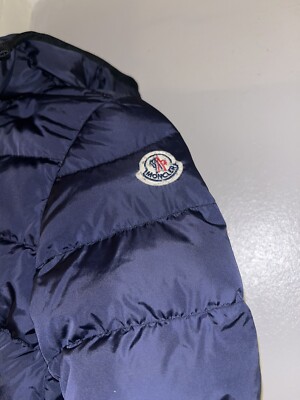 Moncler Girls Navy Blue Charpal Long Down Jacket Size 6