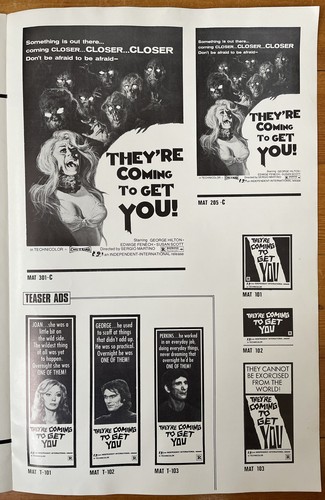 THEY’RE COMING TO GET YOU! 1975 Pressbook / Poster 11 x 17” Bi-Fold 4 Pages VG - Picture 5 of 12