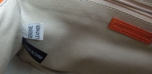 FRANCESCO BIASIA Handbag Orange Leather Embroidered Butterfly Floral Purse  - Picture 7 of 9