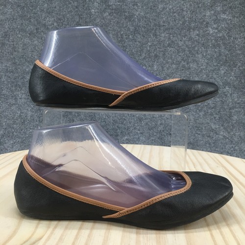 Steve Madden Shoes Womens 7 Azeka Casual Slip On Ballet Flats Black Leather - Picture 1 of 15