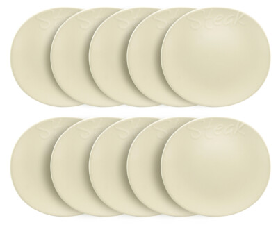 10er SET CreaTable - TRATTORIA - Steakteller RIMINI 28 cm -Cremeweiß- aus Por...