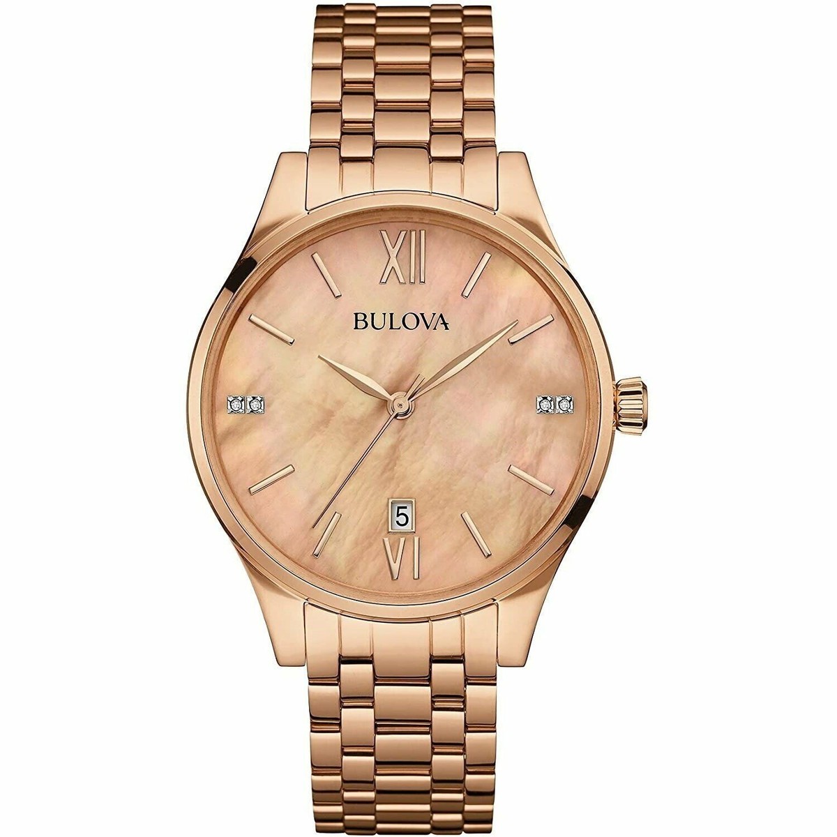 Bulova 97P113 Rose Gold-Tone Stainless Steel Diamond Accented
