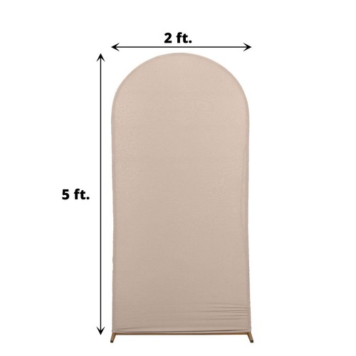 5 ft NUDE Matte Fitted Spandex Round Top Arch Backdrop STAND COVER Party - Picture 3 of 8