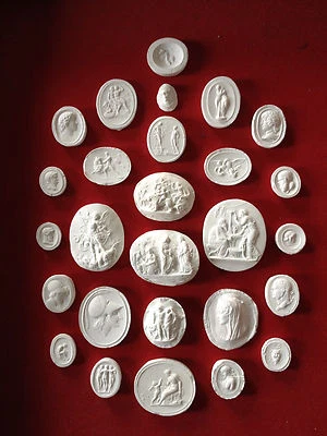 #1. 27 Grand Tour Cameos intaglios Gems Medallions plaster cameo seals Classic