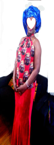 Knallroter Isiagu Stoff. Nigerianischer Igbo Hochzeit Isiagu Tiger 🐅 Kopf am Jahr - Bild 3 von 7