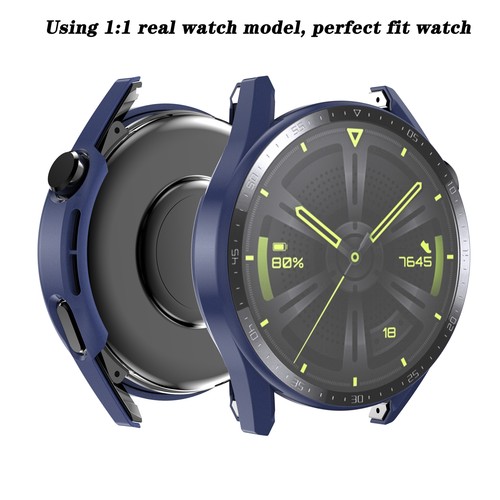 Protective Cover Tempered Glass Screen Protector Case For Huawei Watch GT3 46mm - Photo 7 sur 21