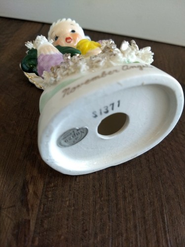Vintage Napco Japan November Angel Figurine Napco Gold Halo Spaghetti Trim - Picture 6 of 8