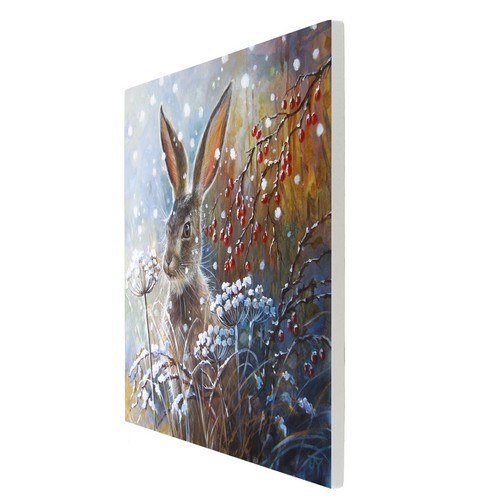 Hare Ceramic Tile Picture First Flurry By Judith Yates 20x20cm - Picture 3 of 5