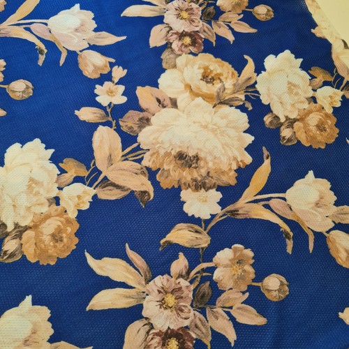 Blue Floral Viscose Material Soft Costume Craft Dress Fabric 58" By Meter - Picture 3 of 3