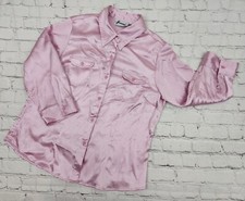 Vintage 80  s Joanna Secretary Blouse Cottagecore Pink Satin Size Large
