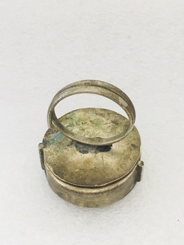 Old Rare Antique Pill Box Ring - Mughal Coin Handmade Vintage Silver Brass Mix - Picture 7 of 18