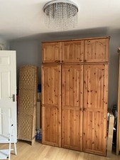3 door Solid Antique Pine Wardrobe (TOP BOX NOT INCLUDED)