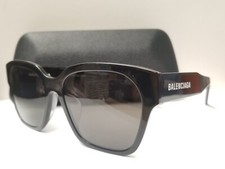 Balenciaga BB0215SA 001 Black/Grey Full-Rim Square Unisex Sunglasses