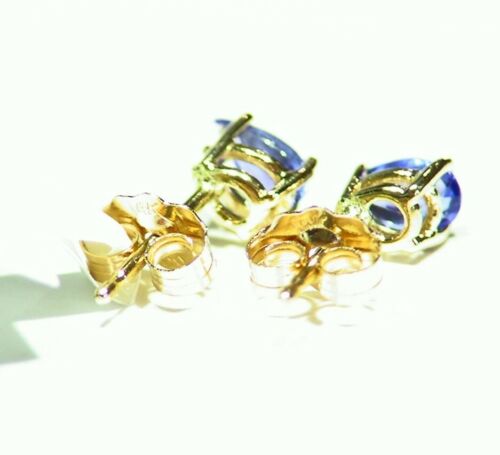 .45CT 14K Gold Natural Teardrop Cut Tanzanite Stud Engagement Earrings Vintage - Picture 4 of 4
