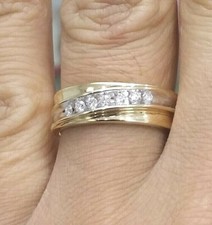 DEAL 0.30CT 100 NATURAL ROUND DIAMOND MEN'S WEDDING BAND RING 14KT GOLD 6.90MM