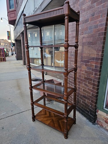 Mid Century Modern Vintage Open Book wood & glass display unit - Picture 5 of 13