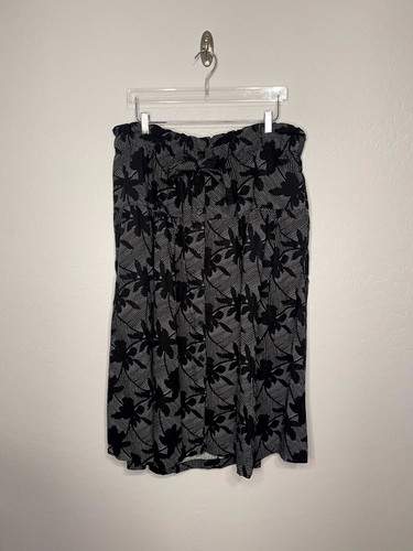 Universal Faden Bindeband Taille Blumen schwarz weiß Midi Rock XXL #32 - Bild 2 von 8
